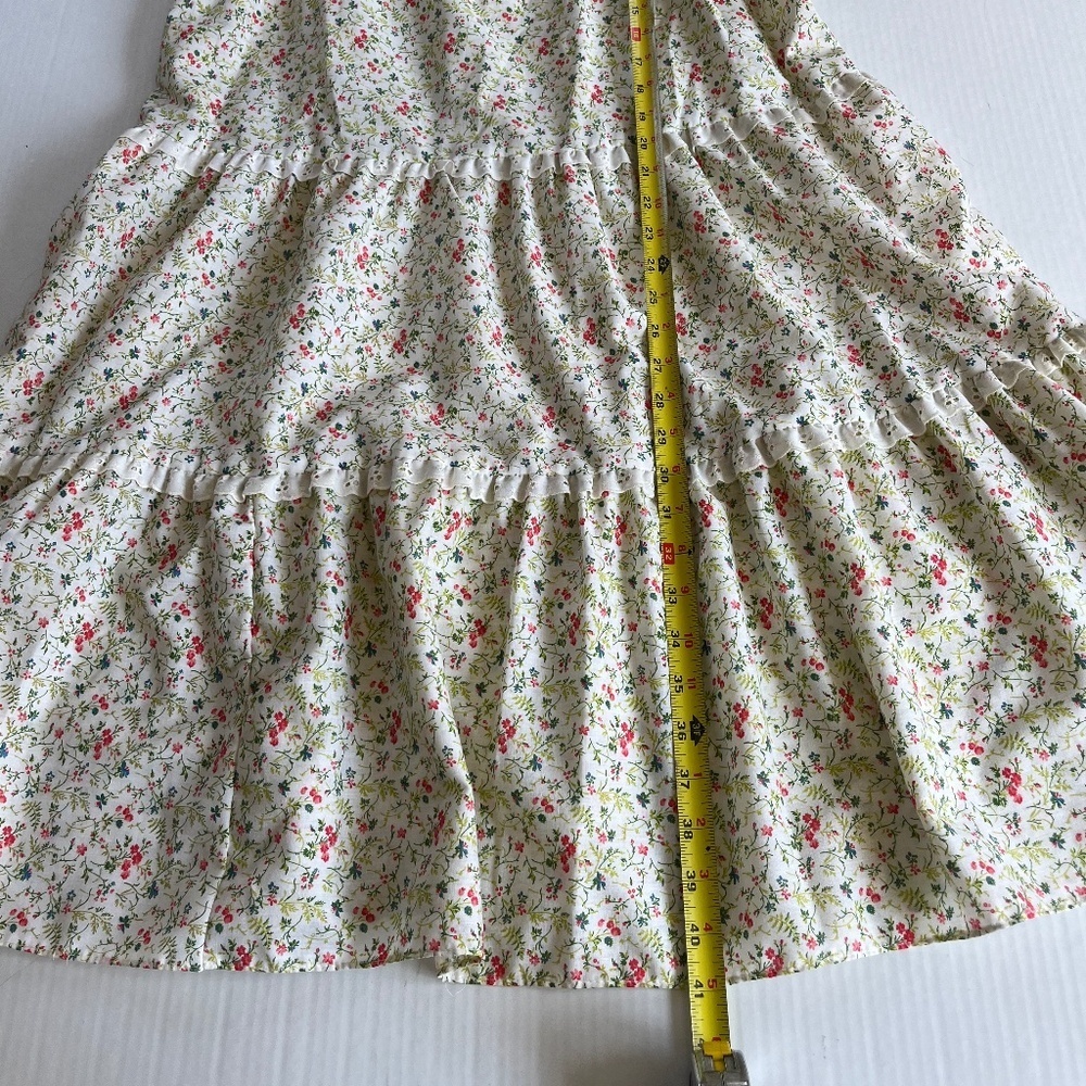 Retro Vtg Sz 8 Floral Tank‎ Pullover Dress Ruffle Neckline Tiered Skirt - Picture 5 of 8